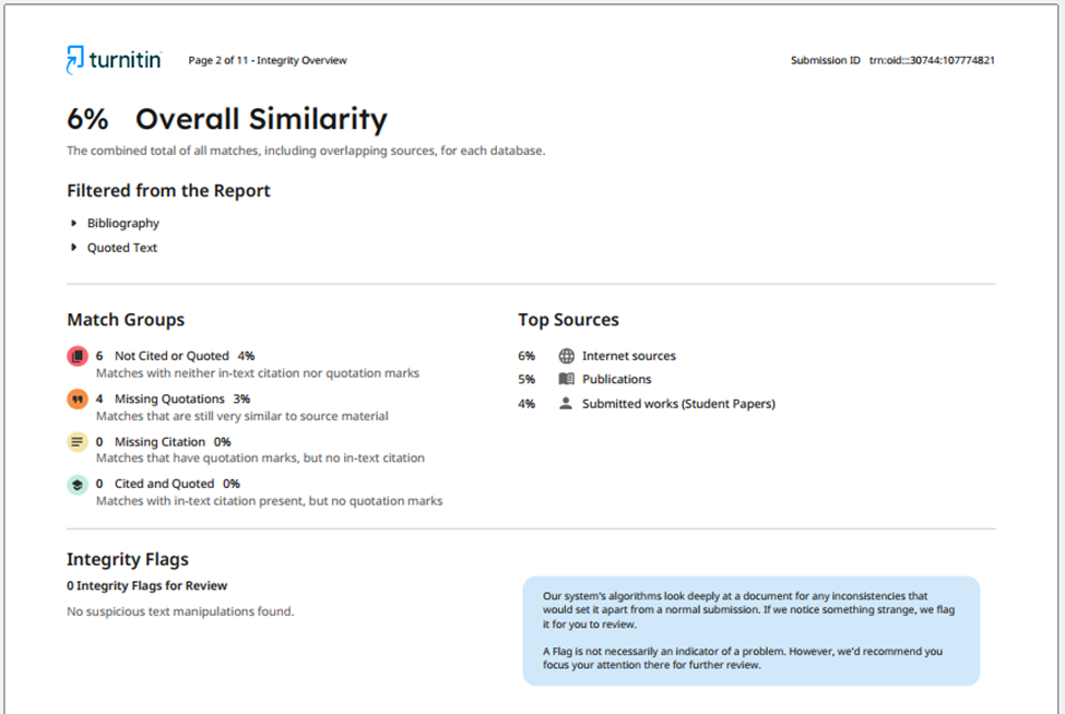Sample Plagiarism or Similarity Report